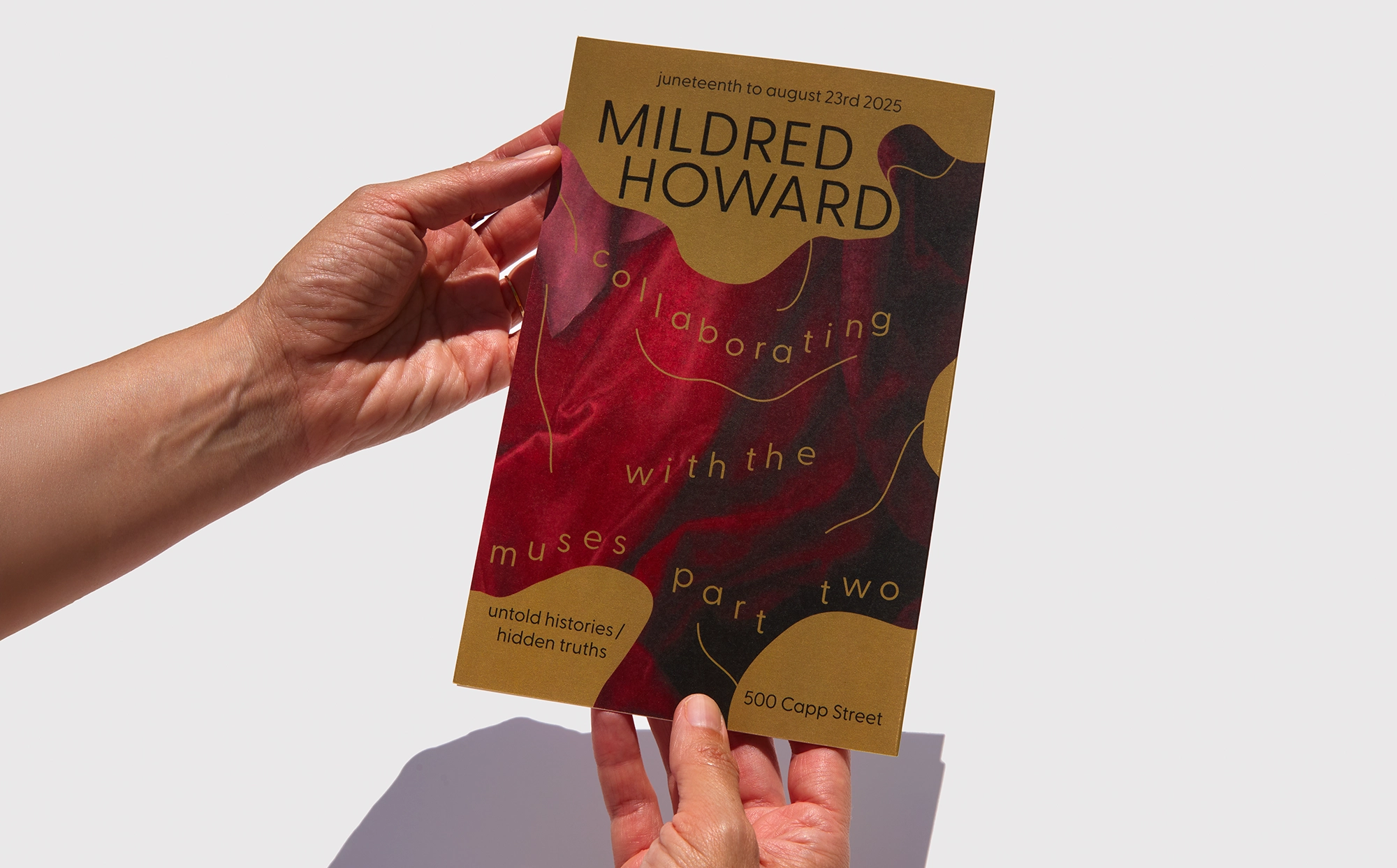 Mildred Howard, Collaborating with the Muses — Identity for Mildred Howard's exhibition at 500 Capp Street, San&nbsp;Francisco.